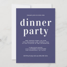 Eenvoudige grafische Typografie Navy Blue Dinner P Kaart