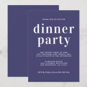 Eenvoudige grafische Typografie Navy Blue Dinner P Kaart (Voorkant / Achterkant)