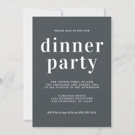 Eenvoudige grafische Typografie-off-Black Dinner P Kaart