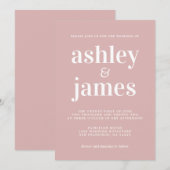 Eenvoudige grafische typografie Zilverroze bruilof Kaart (Voorkant / Achterkant)