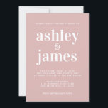 Eenvoudige grafische typografie Zilverroze bruilof Kaart<br><div class="desc">Eenvoudige en chique bruiloft uitnodiging beschikt over witte stijlvolle, elegante en moderne typografie op een zilveren roze achtergrond. Voeg gewoon uw trouwgegevens toe. Exclusief voor u ontworpen door Happy Dolphin Studio. Als u hulp of bijpassende producten nodig hebt, neem dan contact met ons op via happydolphinstudio@outlook.com. We helpen je graag...</div>