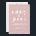 Eenvoudige grafische typografie Zilverroze bruilof Kaart<br><div class="desc">Eenvoudige en chique bruiloft uitnodiging beschikt over witte stijlvolle, elegante en moderne typografie op een zilveren roze achtergrond. Voeg gewoon uw trouwgegevens toe. Exclusief voor u ontworpen door Happy Dolphin Studio. Als u hulp of bijpassende producten nodig hebt, neem dan contact met ons op via happydolphinstudio@outlook.com. We helpen je graag...</div>