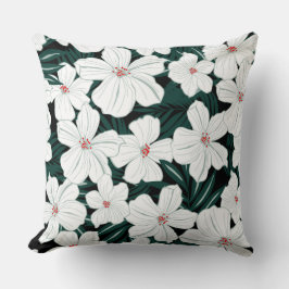 Eenvoudige grafische veer witte bloementuin kussen