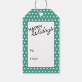 Eenvoudige grafische witte pokadots op Blauwgroen  Cadeaulabel (Voorkant)