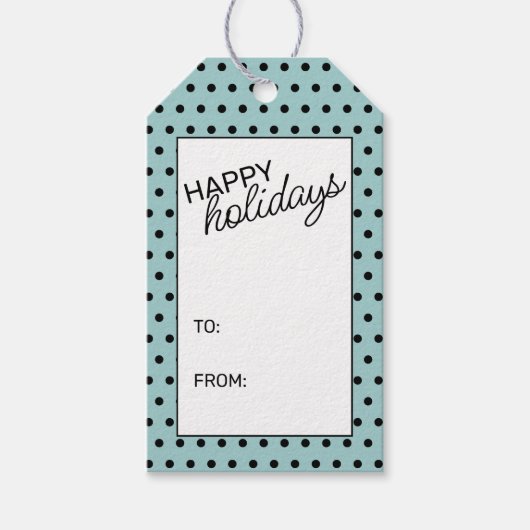 Eenvoudige grafische witte pokadots op Blauwgroen  Cadeaulabel (Voorkant)