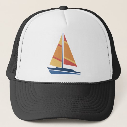 Eenvoudige grafische zeilboot trucker pet (Voorkant)