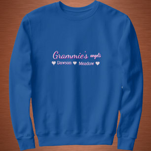 Eenvoudige Grammie's Engel Blauwe Typografie Perso Trui