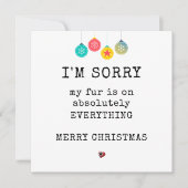 Eenvoudige grappige bont vrolijke kerst van hond feestdagenkaart (Voorkant)