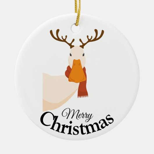 Eenvoudige Grappige Cartoon Vrolijke Kerst Eend Keramisch Ornament (Voorkant)