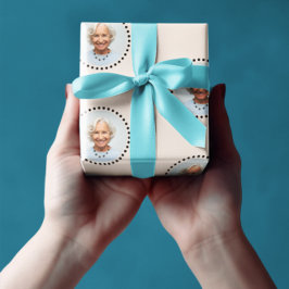 Eenvoudige grappige chique bewerkbare ronde foto p cadeaupapier