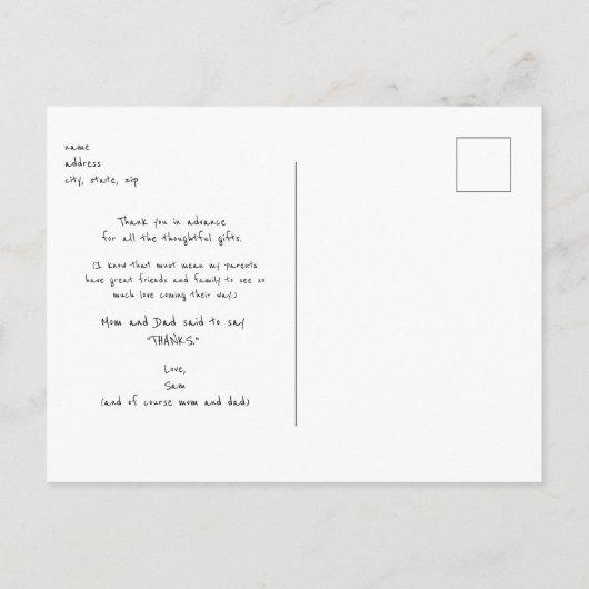 Eenvoudige Grappige Echografie Baby shower Dank u Briefkaart (Achterkant)