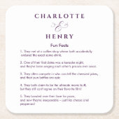 Eenvoudige Grappige Feiten Bruiloft Onderzetters (Voorkant)