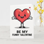 Eenvoudige Grappige Hart Valentijnkaart Kaart (Gele Bloem)