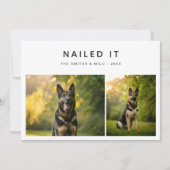 Eenvoudige grappige hond 2 foto nailed it kerst feestdagenkaart (Voorkant)