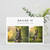 Eenvoudige grappige hond 2 foto nailed it kerst feestdagenkaart (Staand voorkant)