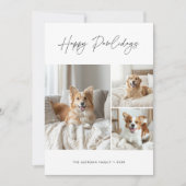 Eenvoudige Grappige Hond Foto Kerstmis Happy Pawho Feestdagenkaart (Voorkant)
