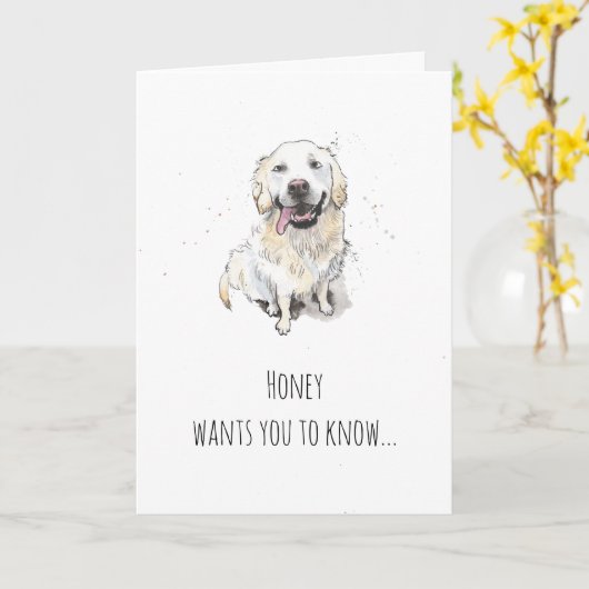 Eenvoudige grappige minimale Golden Retriever Vade Kaart (Gele Bloem)