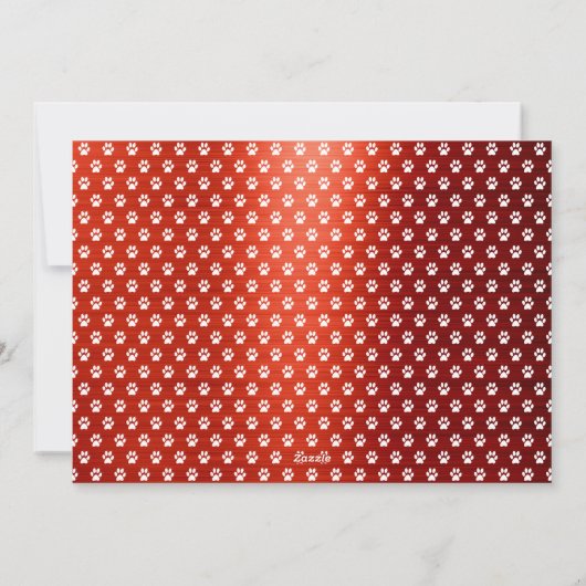 Eenvoudige Grappige Rode en Groene Pootafdruk Hond Feestdagenkaart (Achterkant)