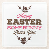 Eenvoudige grappige tekst-gelukkig Pasen Glazen Onderzetter (Voorkant)