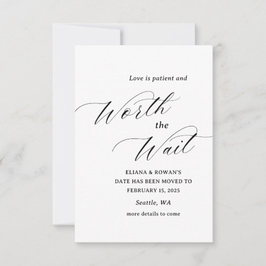 Eenvoudige Grappige Wijzig Datum Trouw  Save The Date (Voorkant)