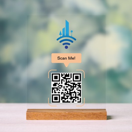 Eenvoudige Gratis Wi-Fi QR Code Acryl Bord (Neutraal)