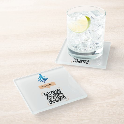 Eenvoudige gratis Wi-Fi QR-code Glazen Onderzetter (Schuin)