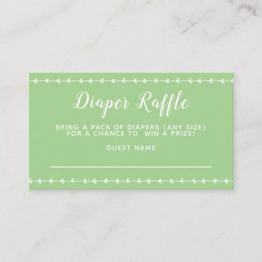 Eenvoudige Green Diaper Raffle Informatiekaartje (Voorkant)
