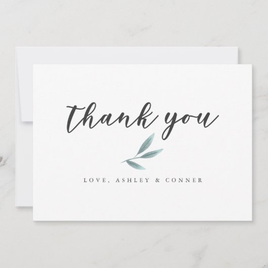 Eenvoudige Green Leaf Wedding Bedankkaart (Voorkant)