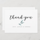 Eenvoudige Green Leaf Wedding Bedankkaart (Voorkant / Achterkant)