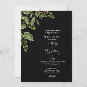 Eenvoudige Greenery B/W 5x7 huwelijksuitnodiging Kaart