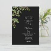 Eenvoudige Greenery B/W 5x7 huwelijksuitnodiging Kaart (Staand voorkant)