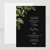 Eenvoudige Greenery B/W 5x7 huwelijksuitnodiging Kaart (Voorkant / Achterkant)