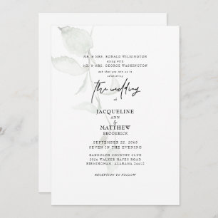 Eenvoudige Greenery Beide Parents Wedding Invitati Kaart