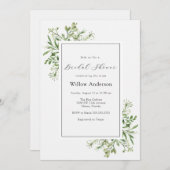 Eenvoudige Greenery Bridal Shower-uitnodiging Kaart (Voorkant / Achterkant)