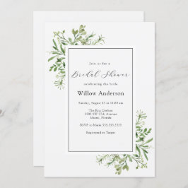 Eenvoudige Greenery Bridal Shower-uitnodiging Kaart