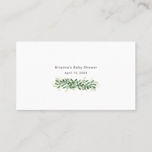 Eenvoudige Greenery Calligraphy diaper raffleticke Visitekaartje (Achterkant)