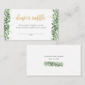 Eenvoudige Greenery Calligraphy diaper raffleticke Visitekaartje (Voorkant / Achterkant)