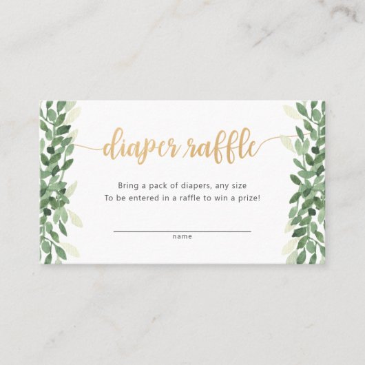 Eenvoudige Greenery Calligraphy diaper raffleticke Visitekaartje (Voorkant)
