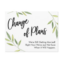 Eenvoudige Greenery Change of Plans Postponed Wedd