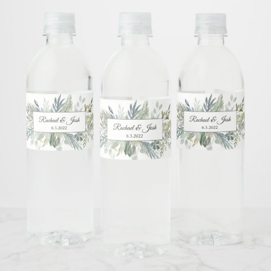 Eenvoudige Greenery Foliage Wedding Bouquet Waterfles Etiket (Flessen)