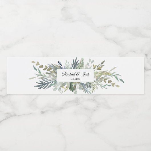 Eenvoudige Greenery Foliage Wedding Bouquet Waterfles Etiket (Enkel label)