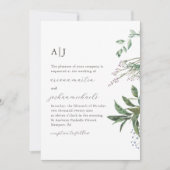 Eenvoudige Greenery Foto en Monogram Wedding Kaart (Voorkant)