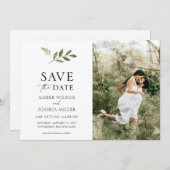 Eenvoudige Greenery Foto sparen de Uitnodiging van (Voorkant / Achterkant)