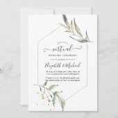 Eenvoudige Greenery Geometric Online Virtual Weddi Kaart (Voorkant)