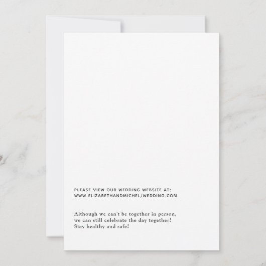 Eenvoudige Greenery Geometric Online Virtual Weddi Kaart (Achterkant)