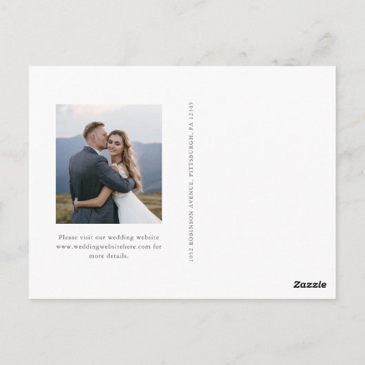 Eenvoudige Greenery Meadow Fotobruiloft Sla de dat Briefkaart (Achterkant)