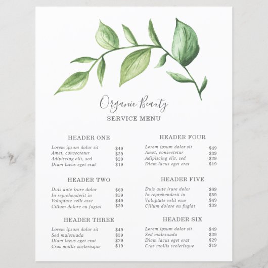 Eenvoudige Greenery Modern Elegant Rustic Price Li (Voorkant)