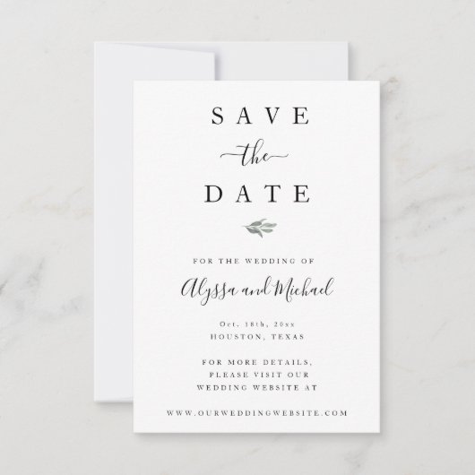 Eenvoudige Greenery Modern slaat de datumkaart op Save The Date (Voorkant)