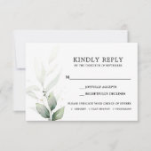 Eenvoudige Greenery RSVP-bruiloft RSVP Kaartje (Voorkant)