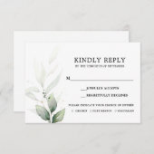 Eenvoudige Greenery RSVP-bruiloft RSVP Kaartje (Voorkant / Achterkant)